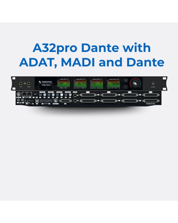 Ferrofish A32pro DANTE Convertidor 32 x 32 A/D D/A DB25-DANTE-MADI-ADAT