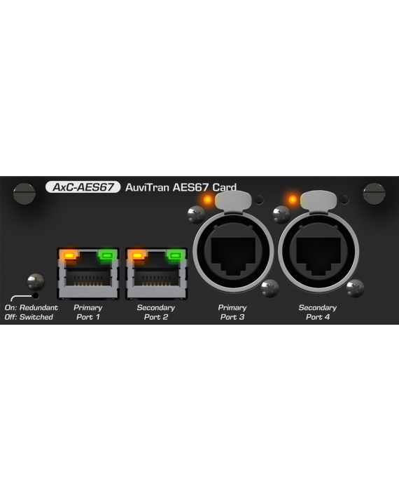 AUVITRAN - AxC-AES67 -  Tarjeta AES67 con 64 entradas y 64 salidas + 4 puertos Gigabit en 2 EtherCon y 2 RJ45 + control IP remoto