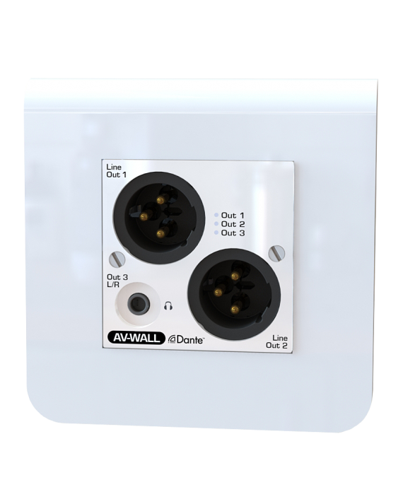 AUVITRAN - AV-WALL-DT4o-LE -  AV-WALL con 2 salidas XLR y miniconector estéreo de Dante