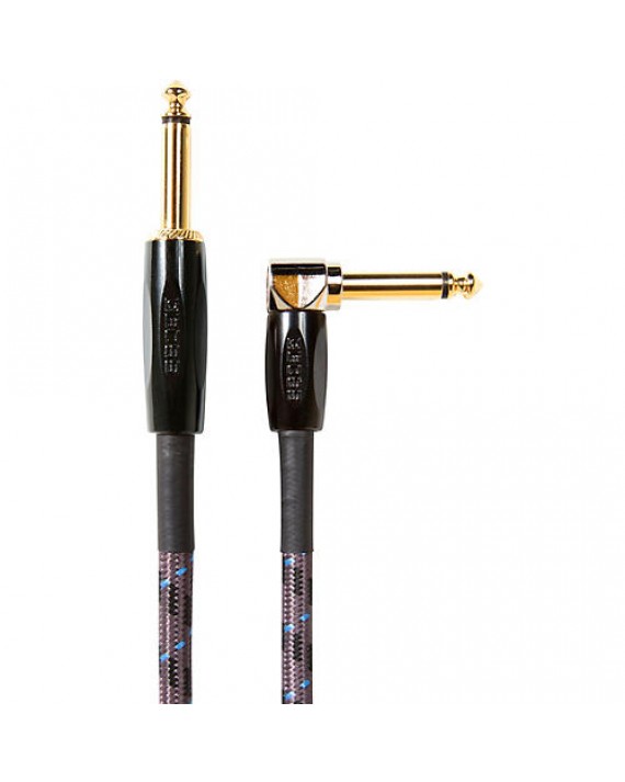 BIC-25A Cable de instrumento Boss serie GOLD longitud 15 ft./4.5 m plug recto 6.3mm - plug ángulo recto 6.3mm chapa de oro 24k c/recubrimiento de tela por BOSS