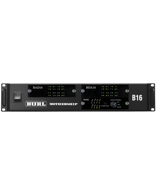 Burl Audio B16-BMB3-Dante MOTHERSHIP 3, BAD16 con 16 entradas, BDA16 con 16 salidas