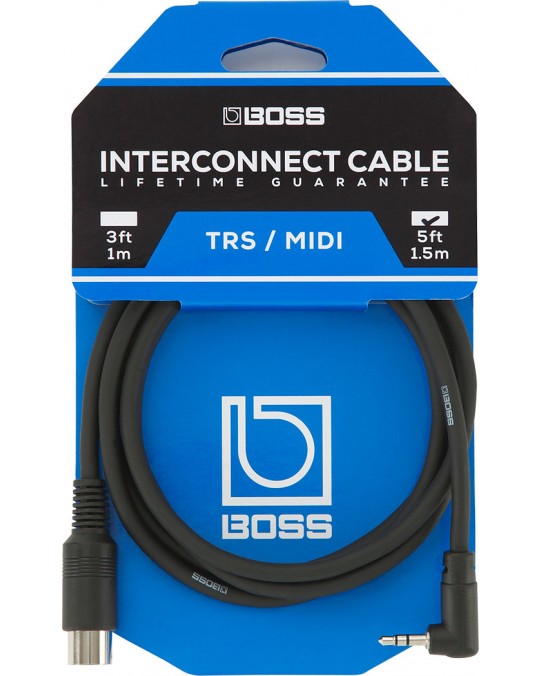 BMIDI-5-35 Cable de instrumento Boss Serie Black con conector plug angulo recto 3.5mm a conector MIDI por BOSS