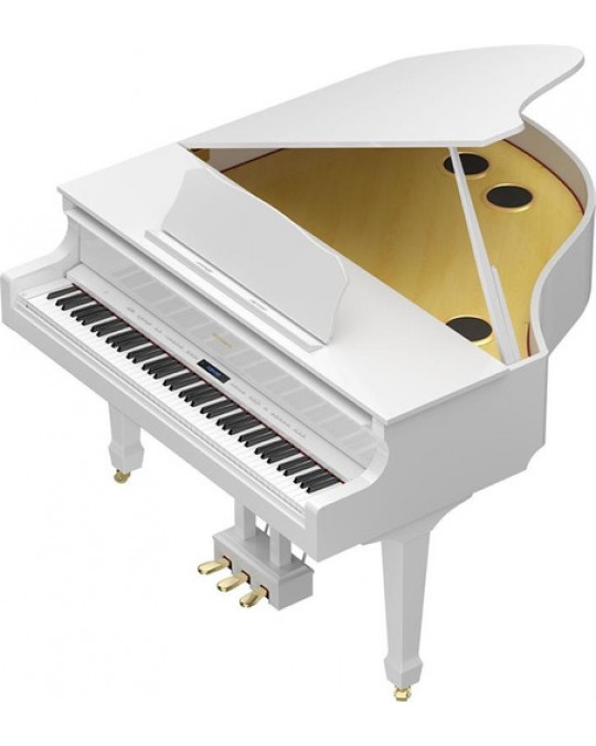GP-609-PW Gran Piano Digital Clásico 1.5 m de largo c/bluetooth imitacion marfil color blanco por ROLAND