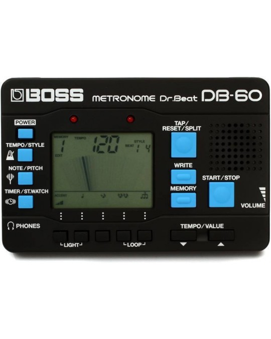 DB-60 Metrónomo "Dr. Beat" Boss con 8 patrones de ritmo y afinador. por BOSS