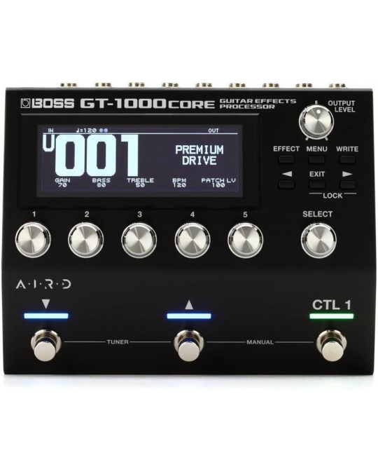 GT-1000CORE Procesador de efectos con tecnología AIRD, 24 bloques simultáneos de FX y potencia del DSP de la GT-1000 en un único pedal por BOSS