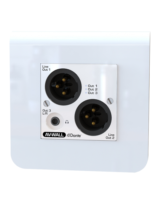 AUVITRAN - AV-WALL-DT4o-LE -  AV-WALL con 2 salidas XLR y miniconector estéreo de Dante