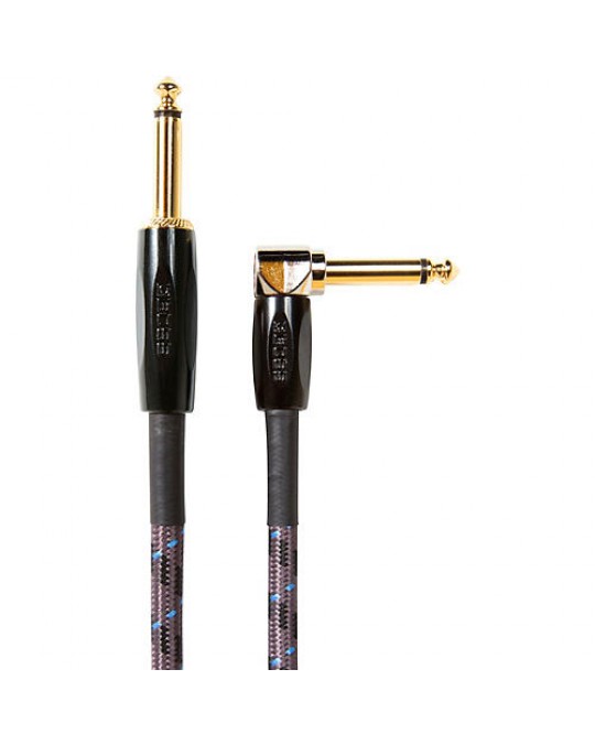 BIC-25A Cable de instrumento Boss serie GOLD longitud 15 ft./4.5 m plug recto 6.3mm - plug ángulo recto 6.3mm chapa de oro 24k c/recubrimiento de tela por BOSS