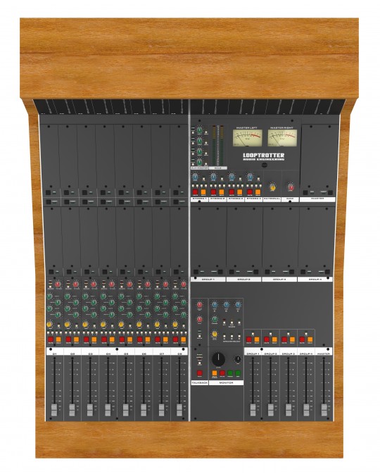 Consola de Audio Looptrotter serie 500 con 8 canales con 2 bahias por canal para estudio de grabación profesional