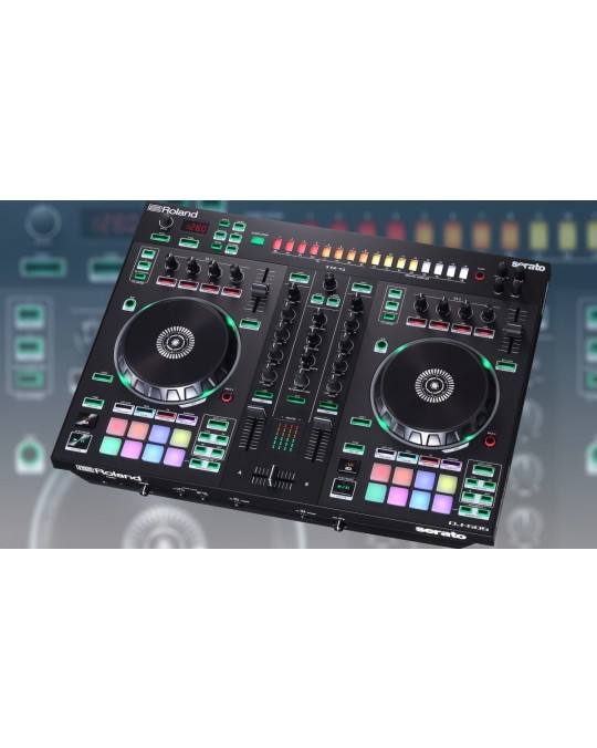 DJ-505 Controlador de DJ de dos canales y cuatro plataformas para Serato DJ Lite con caja de ritmos por ROLAND