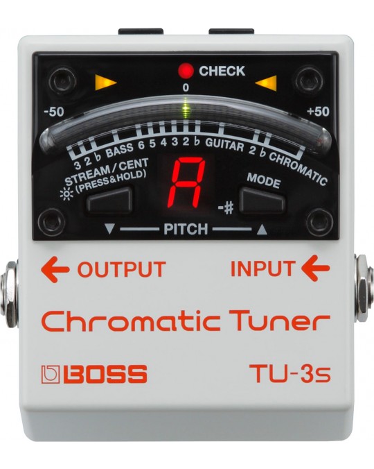 TU-3S Afinador Cromático s/pedal p/guitarra y bajo (blanco) por BOSS
